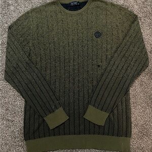 Armani Jeans Olive Green Crewneck Knit Sweater for Men (made in Italy)